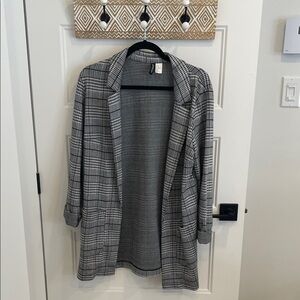 H&M Black and White Checkered Blazer